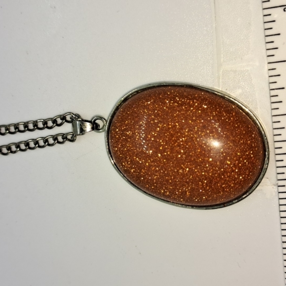 Large Oval Goldstone Necklace